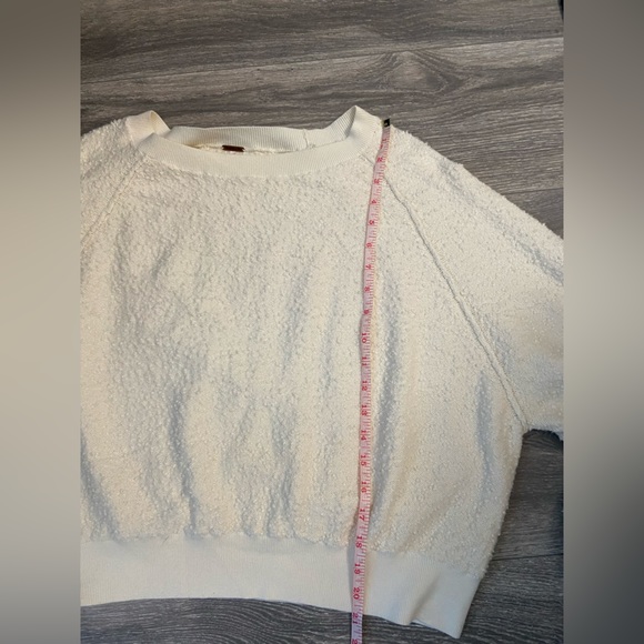 NWOT Free People Bone Color Sweater Terry Cloth Popcorn Knit Long Sleeve Top S/P - Picture 11 of 12